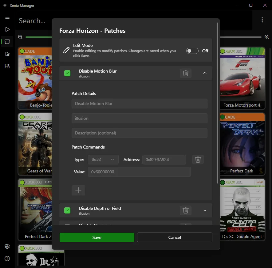 Configurador oficial de patches do Xenia Manager